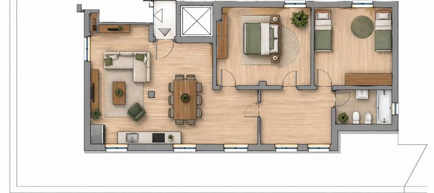 Planimetria arredata primo appartamento