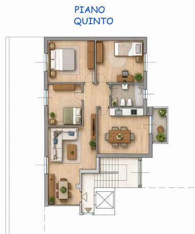 Planimetria arredata secondo appartamento